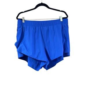 Women Spyder Running Athletic Blue Shorts XL lined Zip Pockets